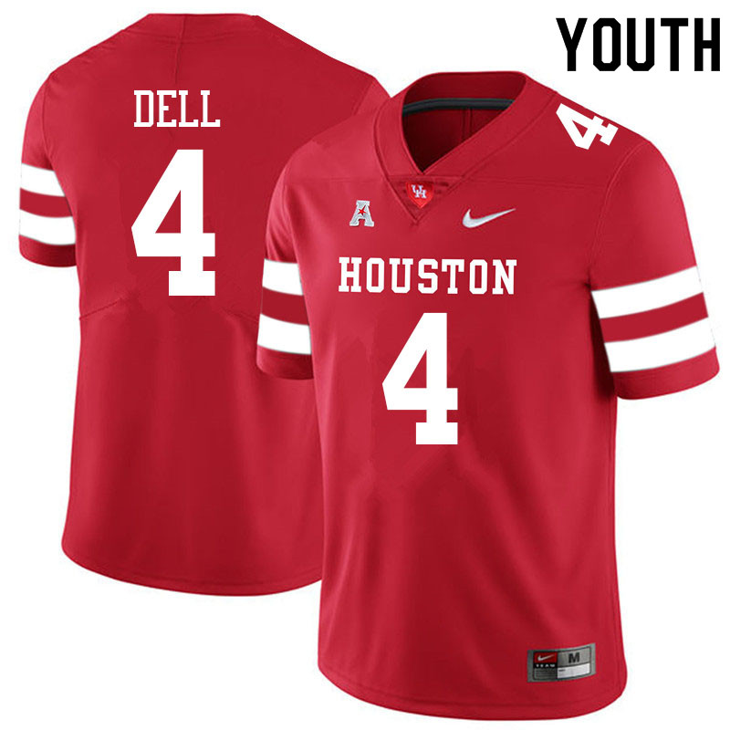 Youth #4 Nathaniel Dell Houston Cougars College Football Jerseys Sale-Red